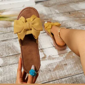 2024 Summer New Women's Slippers with Bowknot, Soft Sole, and Plus Size – Perfect for Resort Style