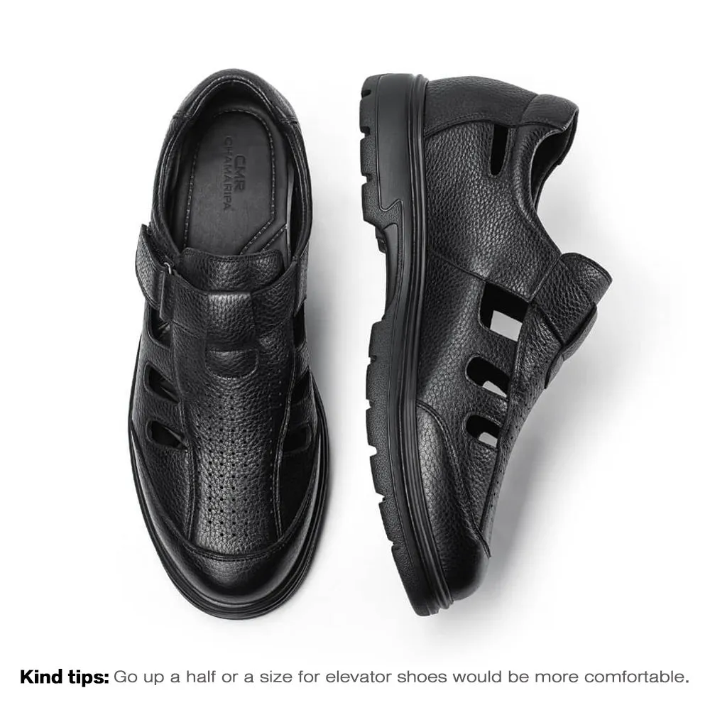 6 CM / 2.36 Inches CMR CHAMARIPA Elevator Sandals - Black Fisherman Sandals