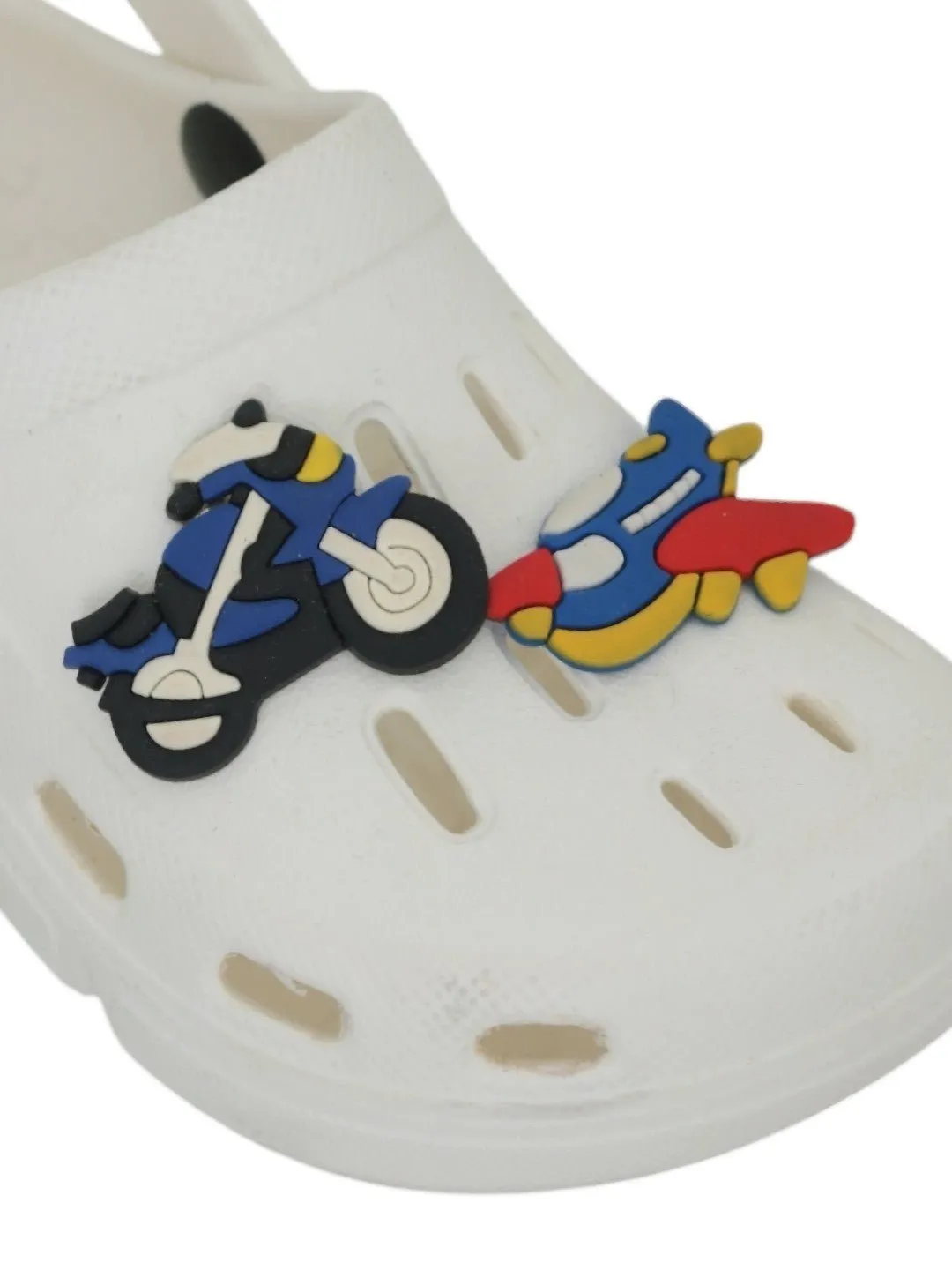 Adorable Airplane and Motorbike Cartoon Design Clogs for Boys