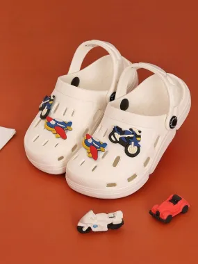 Adorable Airplane and Motorbike Cartoon Design Clogs for Boys