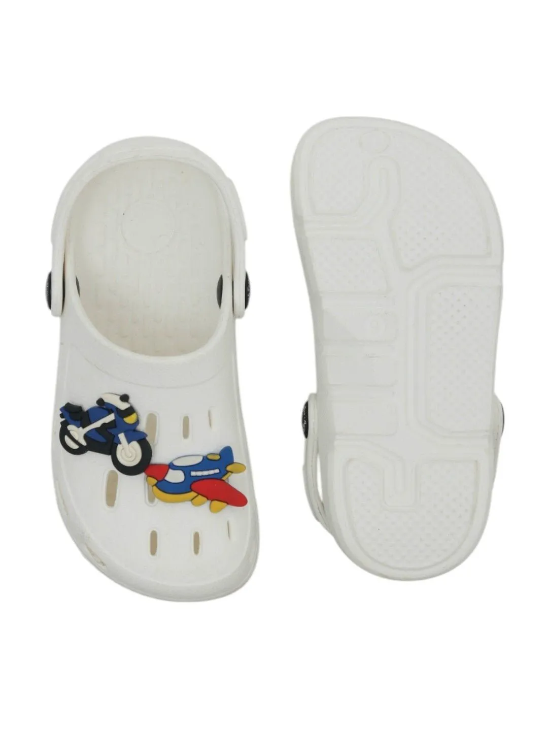 Adorable Airplane and Motorbike Cartoon Design Clogs for Boys