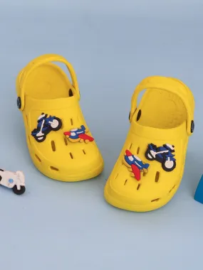 Airplane and Motorbike Cartoon Design Clogs for Boys
