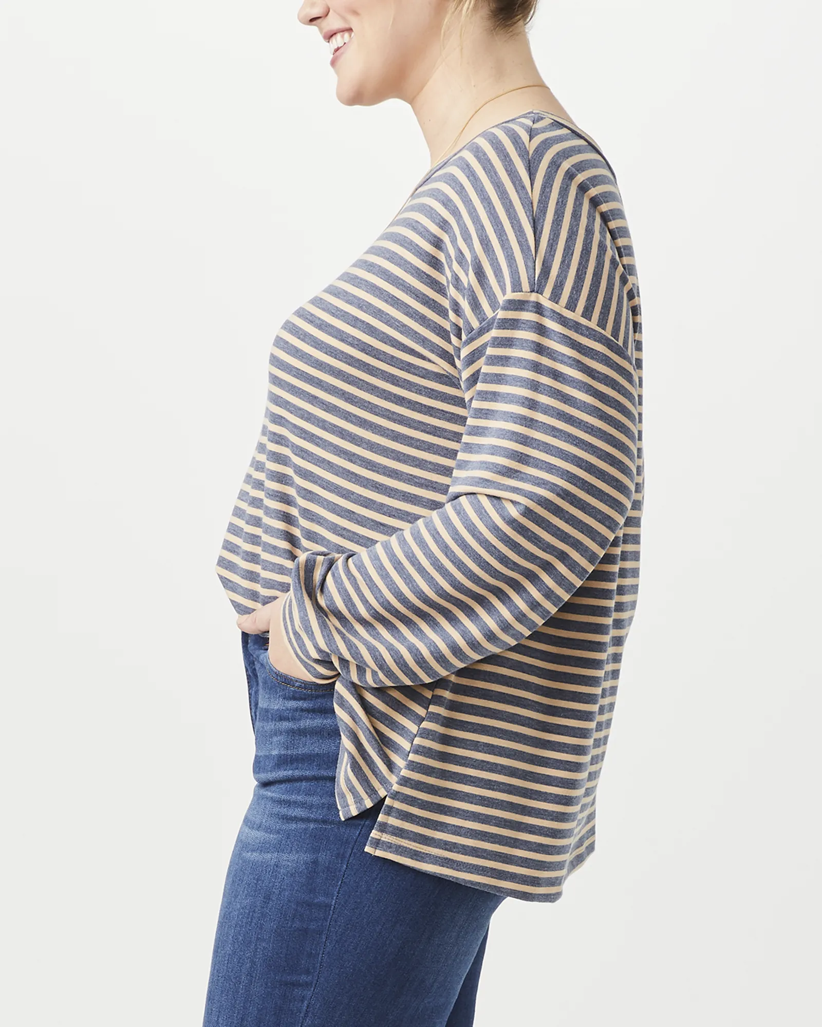 Allie Long-Sleeve Top | Navy / Ivory