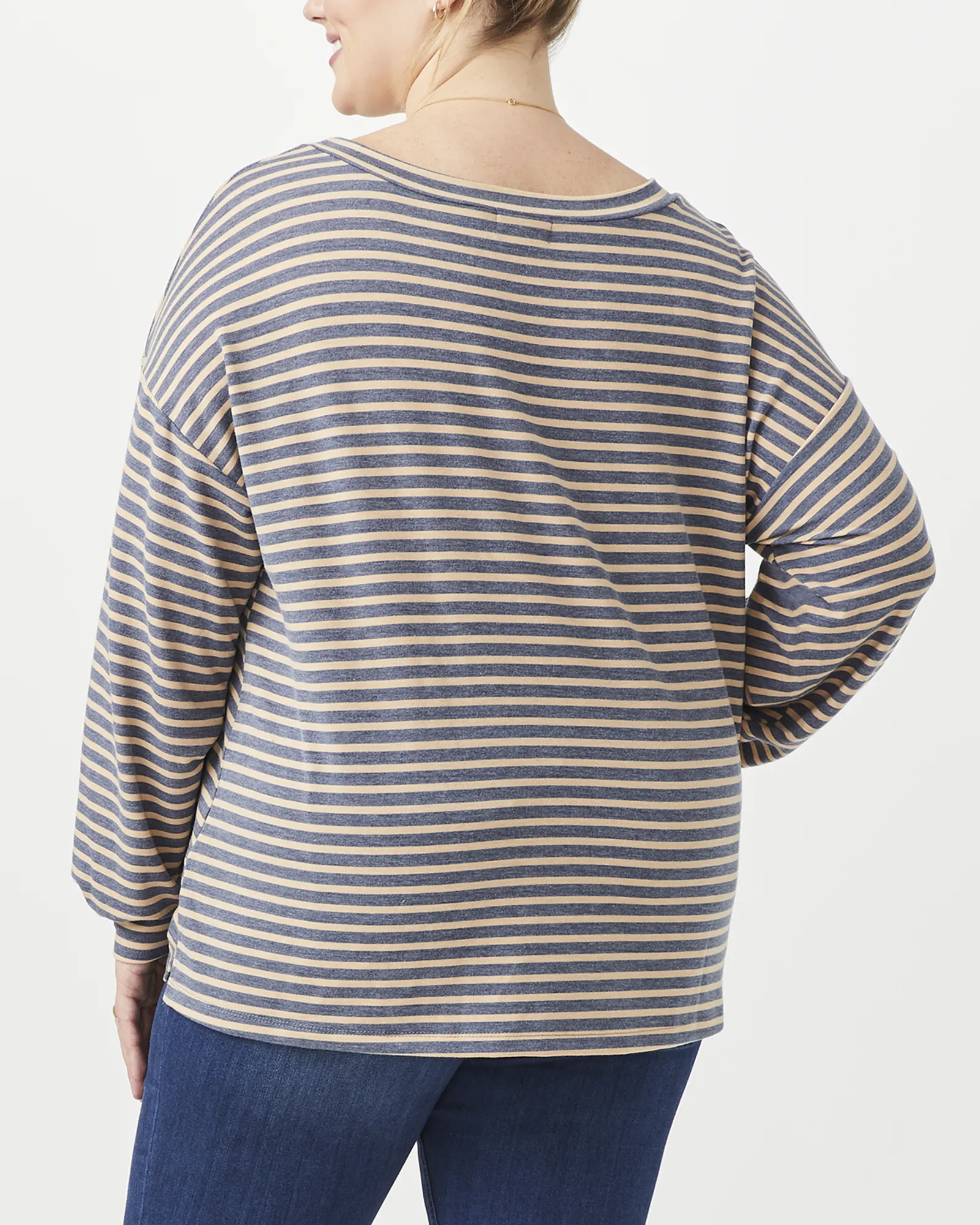 Allie Long-Sleeve Top | Navy / Ivory