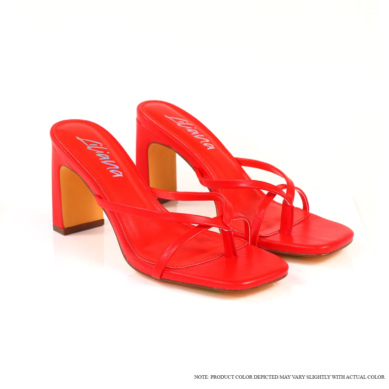 AURA-12 OPEN TOE STRAPPY HIGH HEEL SANDALS - RED