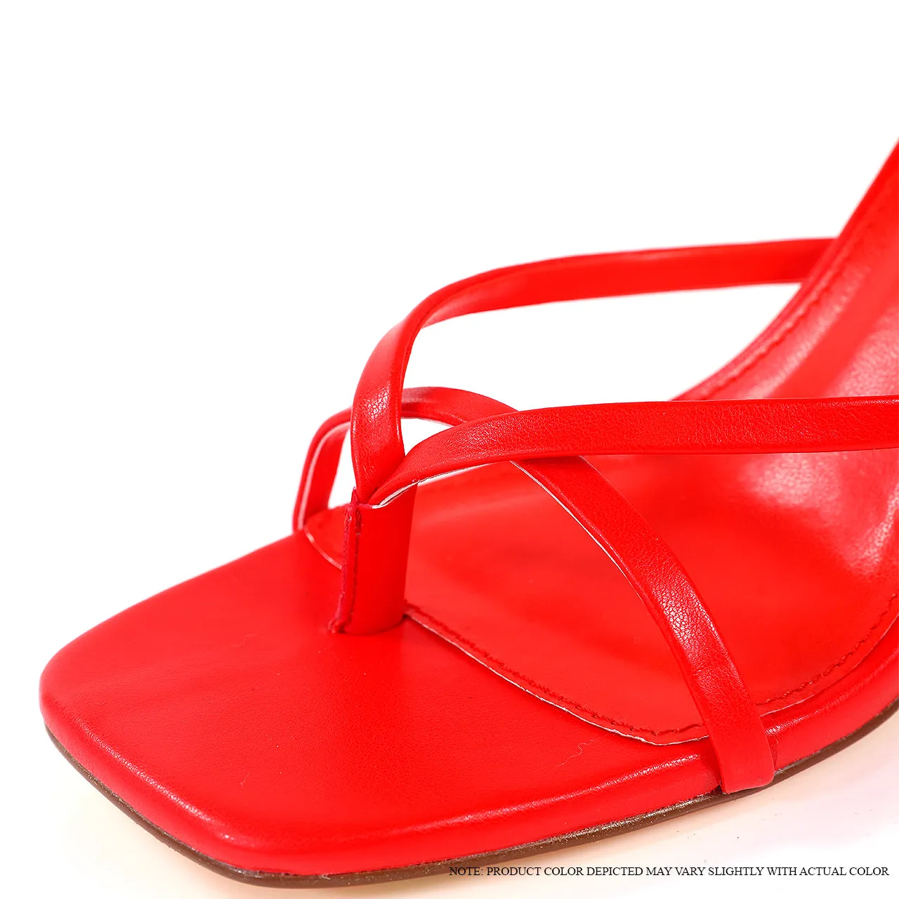 AURA-12 OPEN TOE STRAPPY HIGH HEEL SANDALS - RED