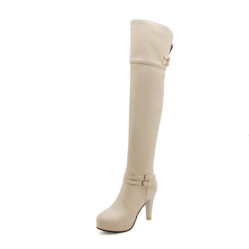 Autumn And Winter High Heeled Knight Boots Thick heeled Knee Boots