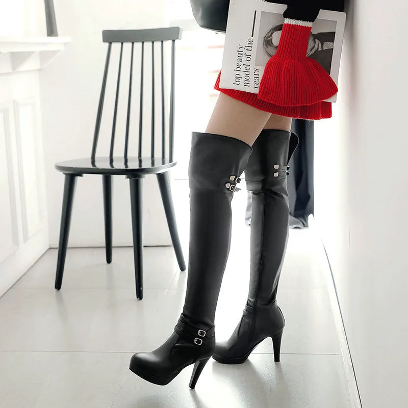 Autumn And Winter High Heeled Knight Boots Thick heeled Knee Boots