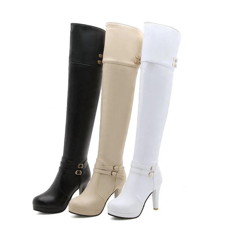 Autumn And Winter High Heeled Knight Boots Thick heeled Knee Boots