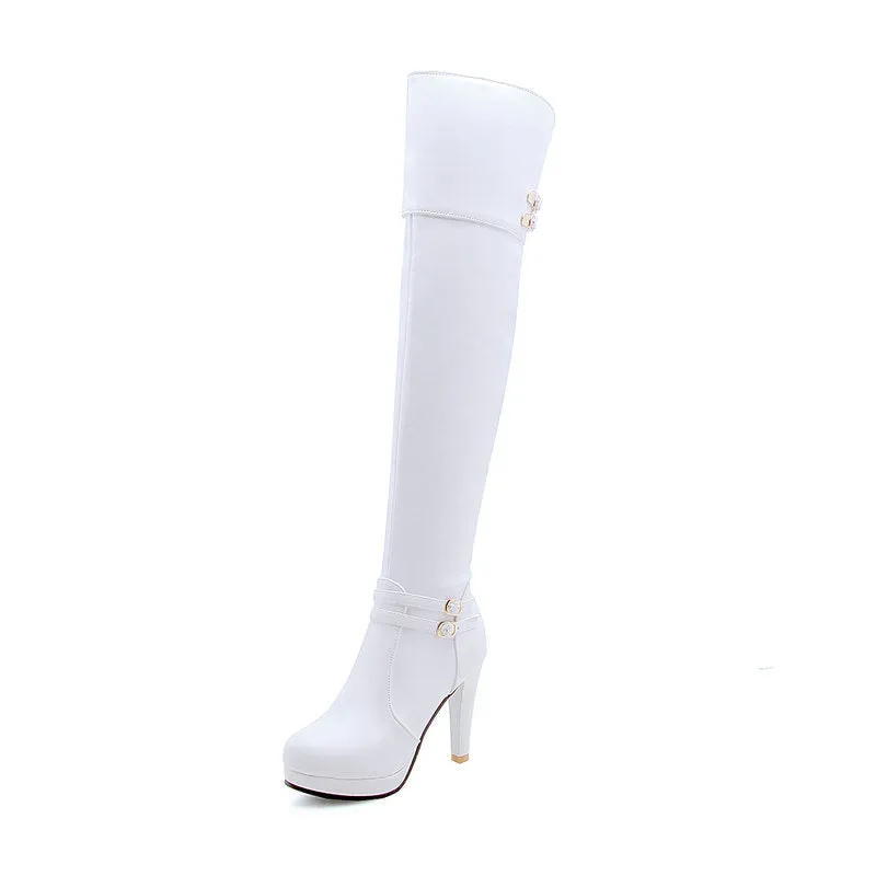 Autumn And Winter High Heeled Knight Boots Thick heeled Knee Boots