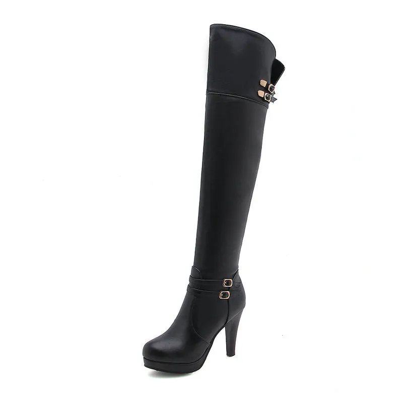 Autumn And Winter High Heeled Knight Boots Thick heeled Knee Boots