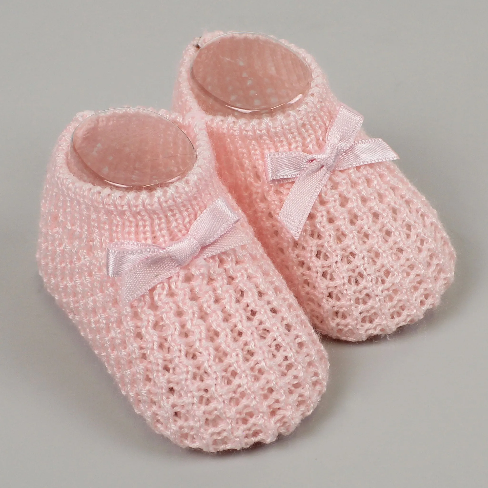 Baby Girls Pink Knitted Booties Newborn to 6 months