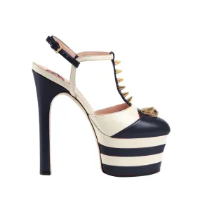BESEY Striped T-Strap High Heel Platform Sandals