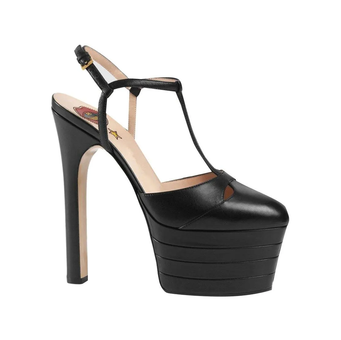 BESEY T-Strap High Heel Platform Sandals