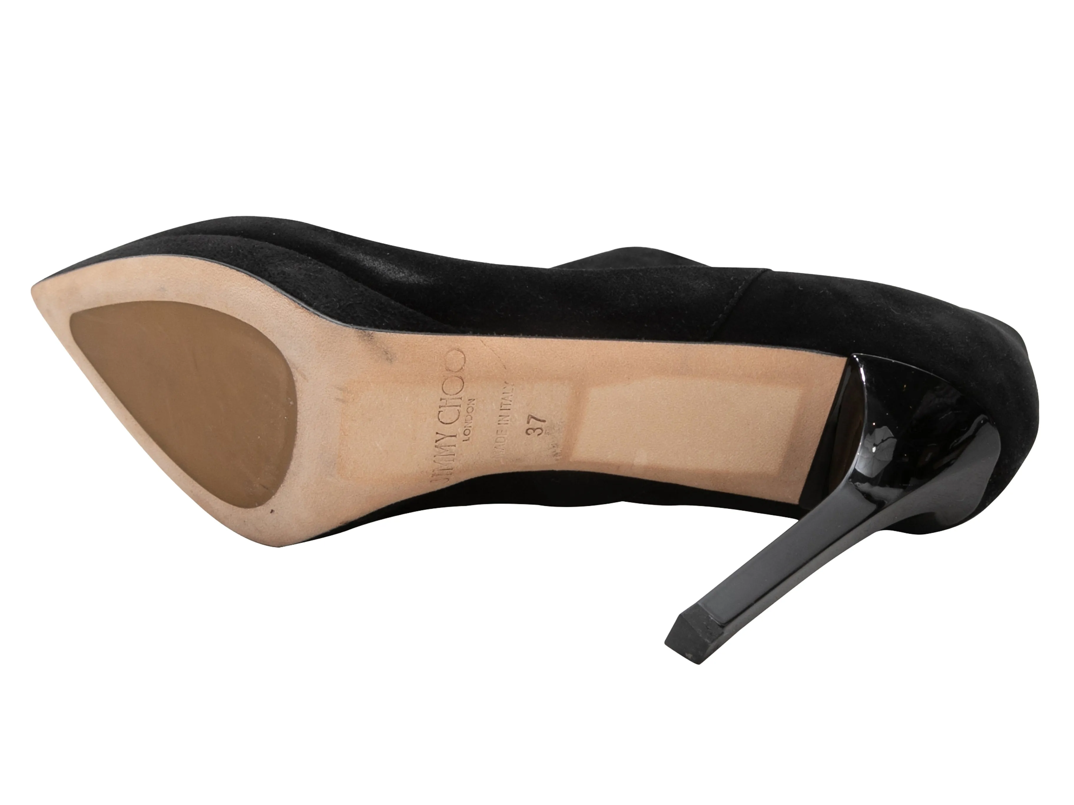 Black Jimmy Choo Suede Pointed-Toe Heeled Booties Size 37