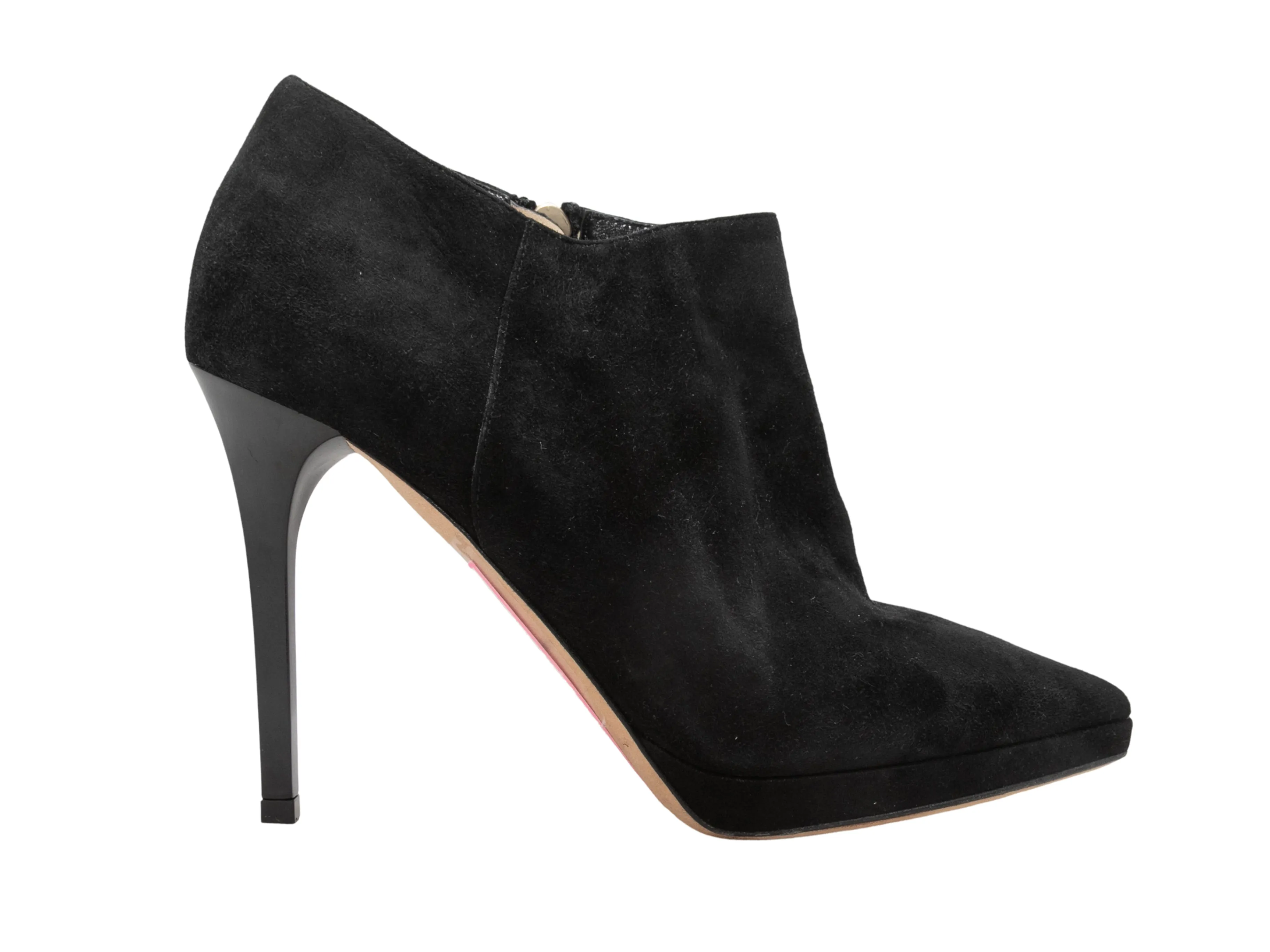 Black Jimmy Choo Suede Pointed-Toe Heeled Booties Size 37