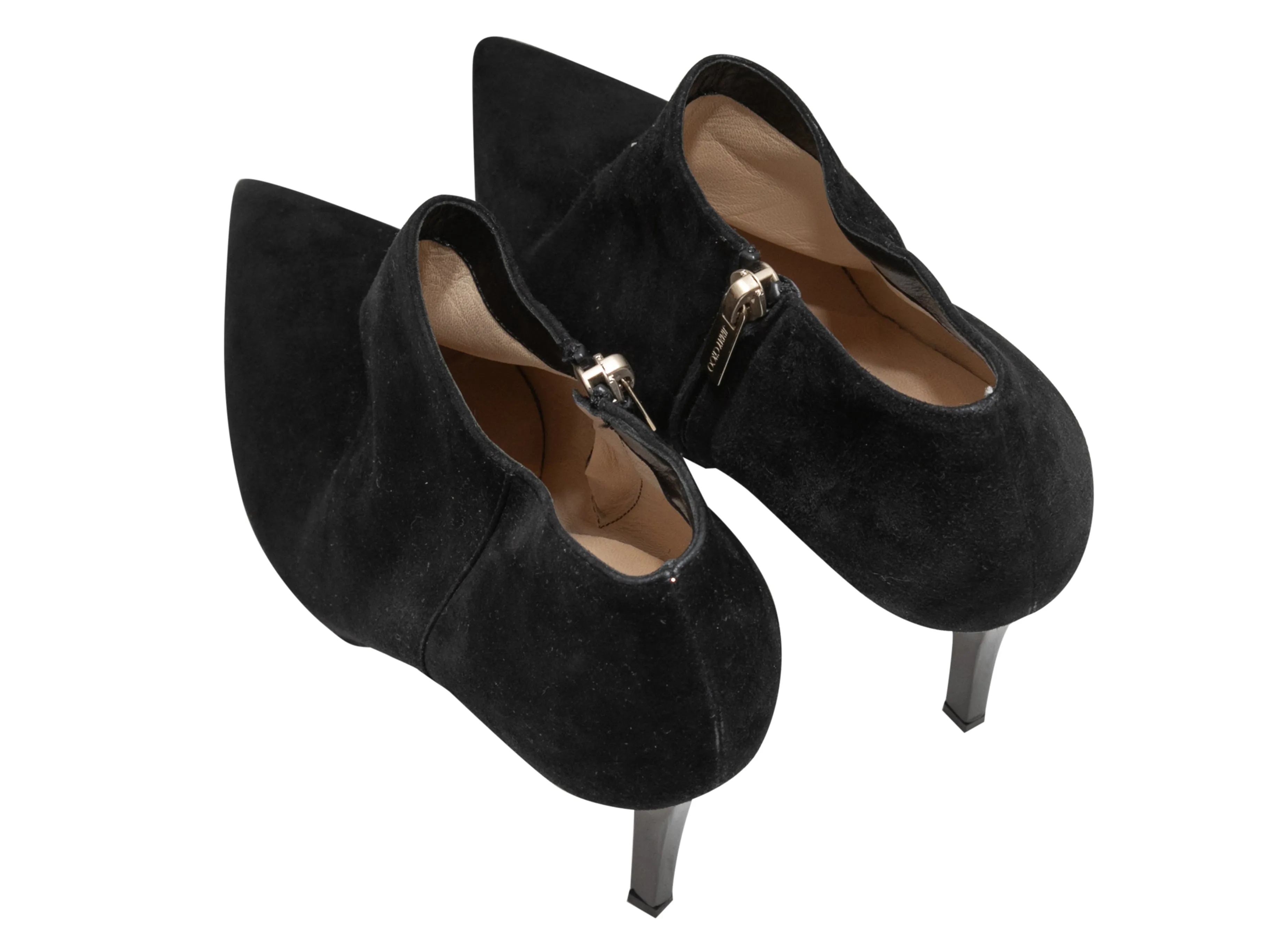 Black Jimmy Choo Suede Pointed-Toe Heeled Booties Size 37