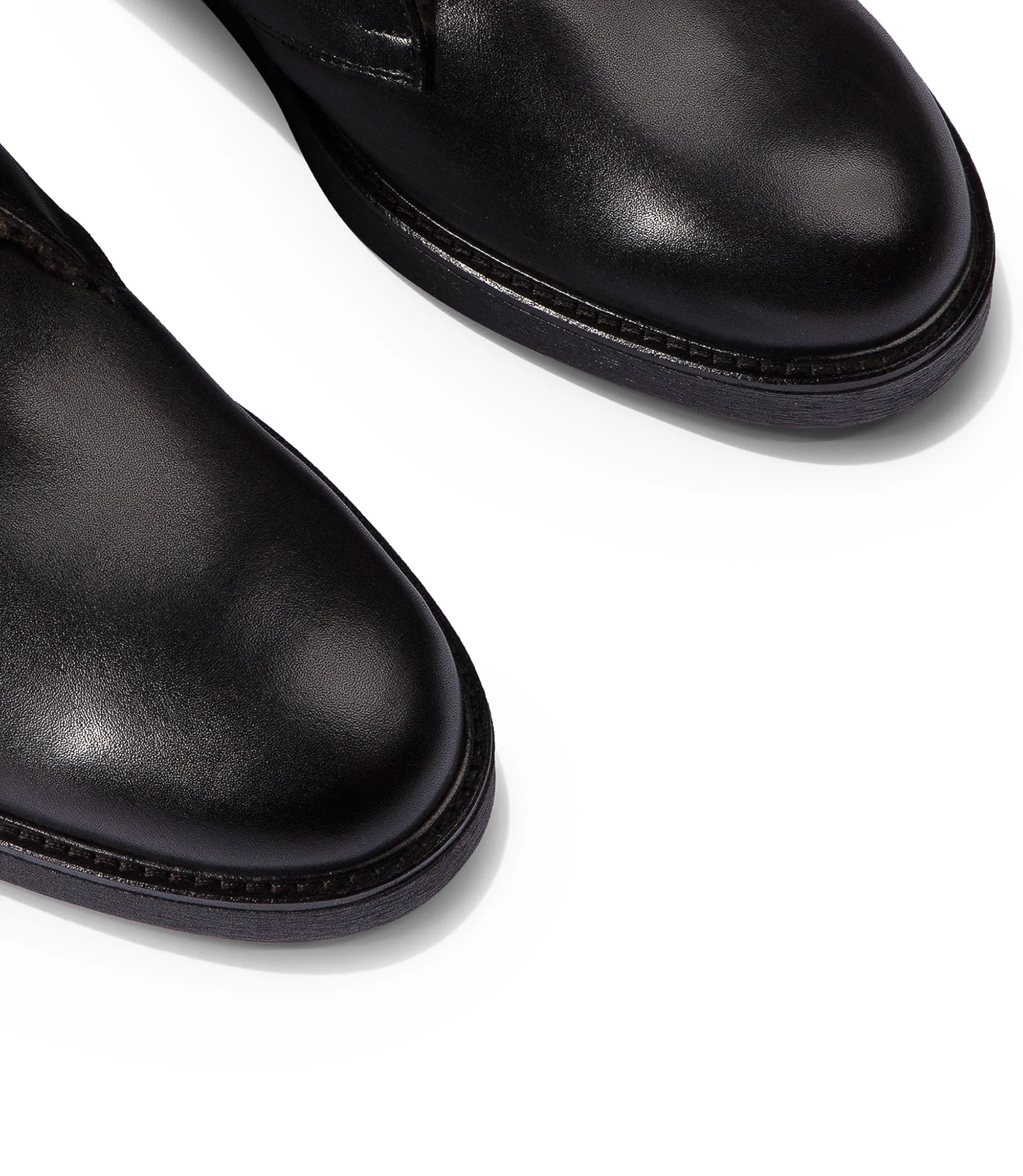 Black leather chukka boots