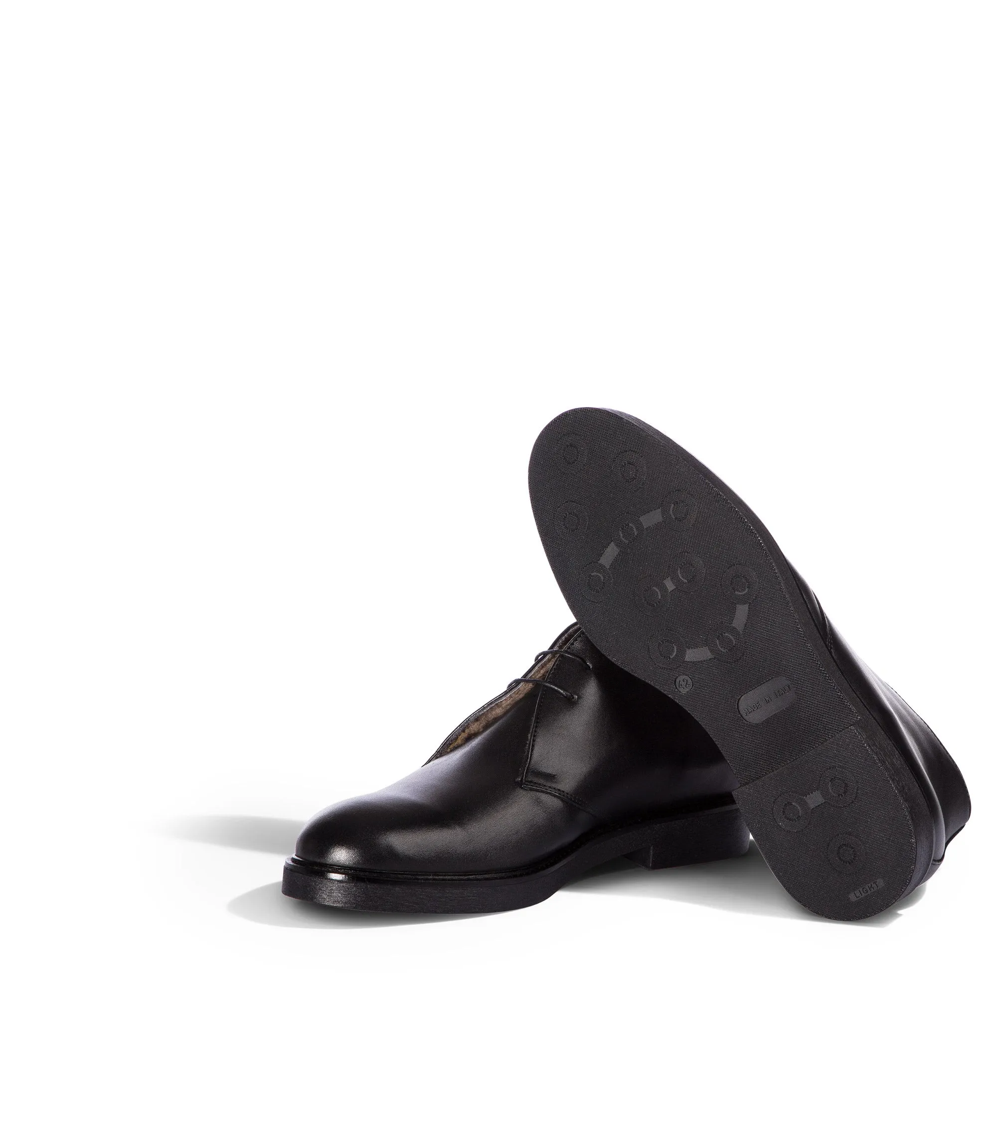 Black leather chukka boots