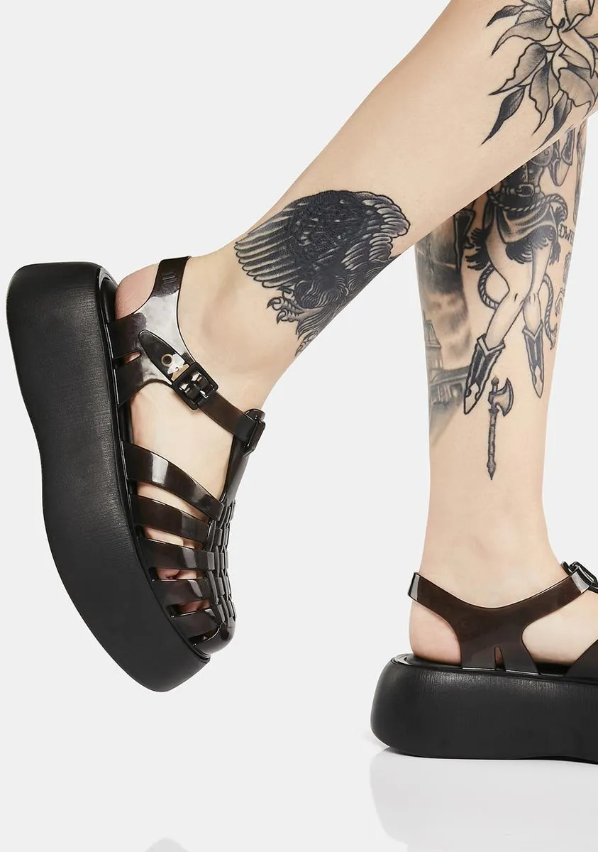 Black Possession Plato Platform Sandals