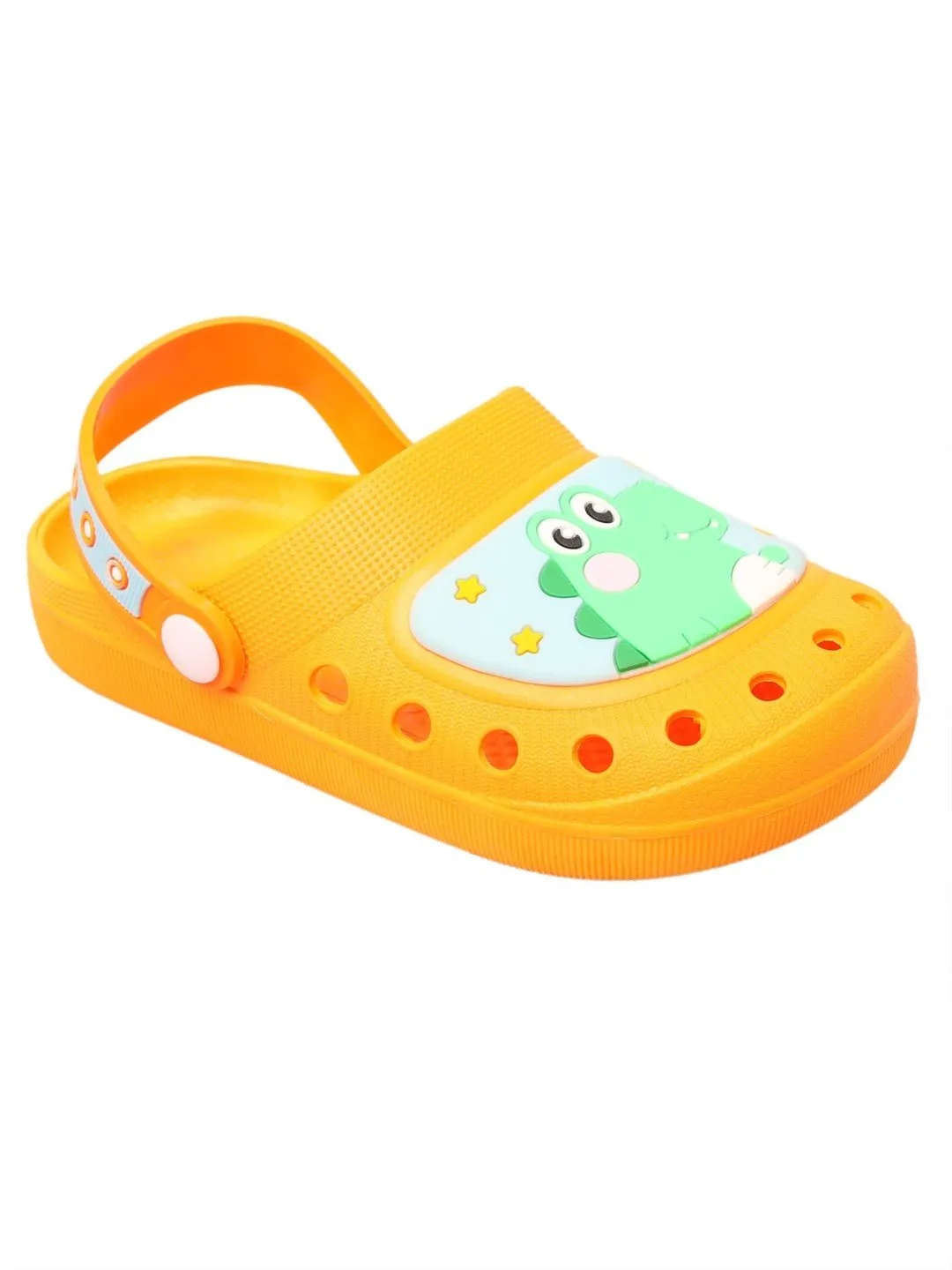 Bright Orange Kids' Clogs Featuring a Cute Crocodile Design with Secure Heel Strap