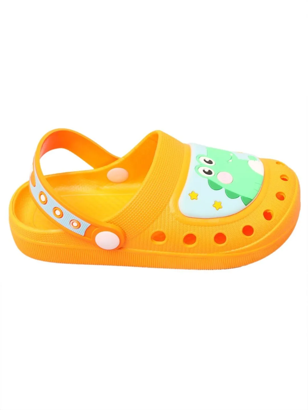 Bright Orange Kids' Clogs Featuring a Cute Crocodile Design with Secure Heel Strap