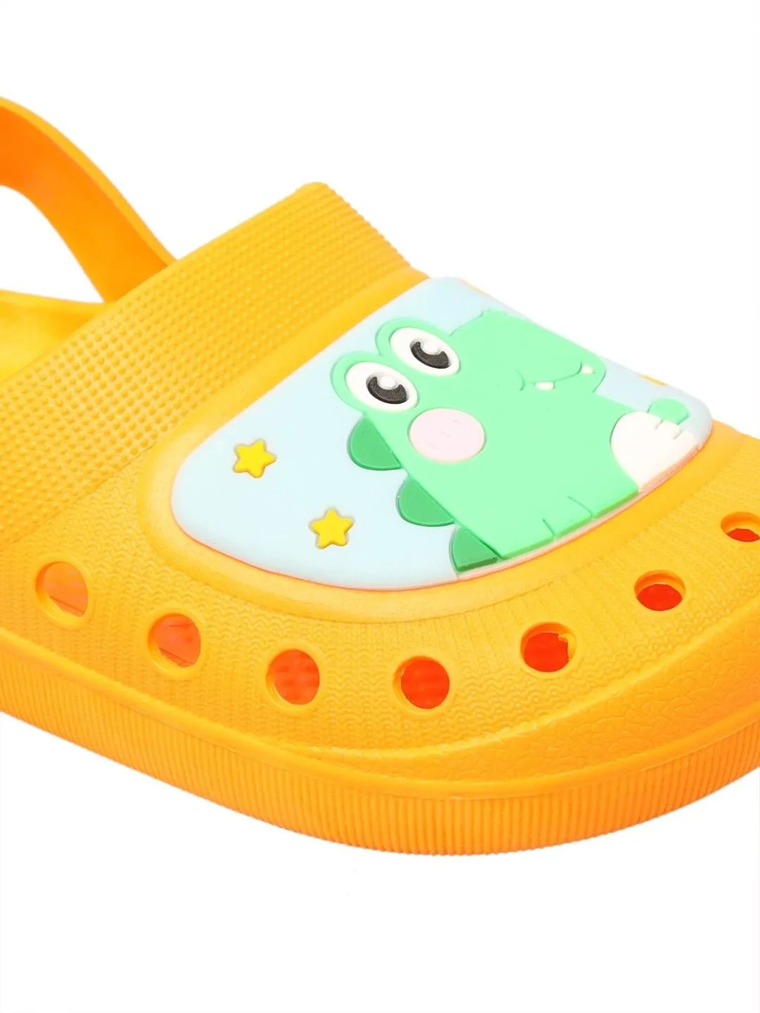 Bright Orange Kids' Clogs Featuring a Cute Crocodile Design with Secure Heel Strap