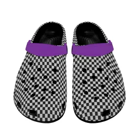 Checkerboard Charm Women's Clogs Style Black Sole