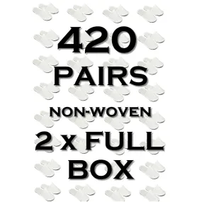 Chochili 420 Pairs Fabric Packed Non-Woven Disposable Hotel Slippers for Airbnb Spa Wedding Guests Adult Men Women Size 10-11, White