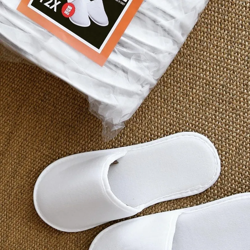 Chochili 420 Pairs Fabric Packed Non-Woven Disposable Hotel Slippers for Airbnb Spa Wedding Guests Adult Men Women Size 10-11, White