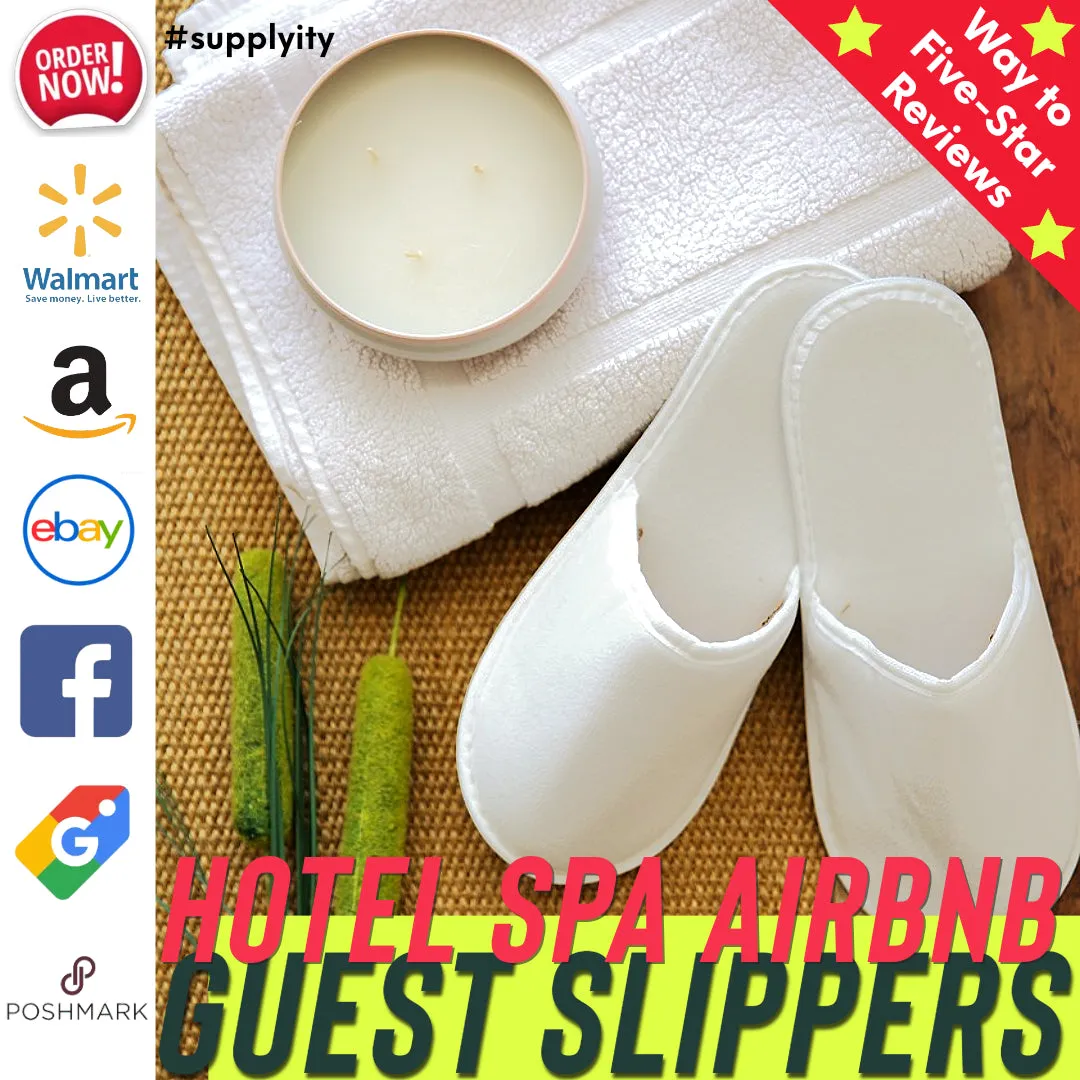 Chochili 420 Pairs Fabric Packed Non-Woven Disposable Hotel Slippers for Airbnb Spa Wedding Guests Adult Men Women Size 10-11, White