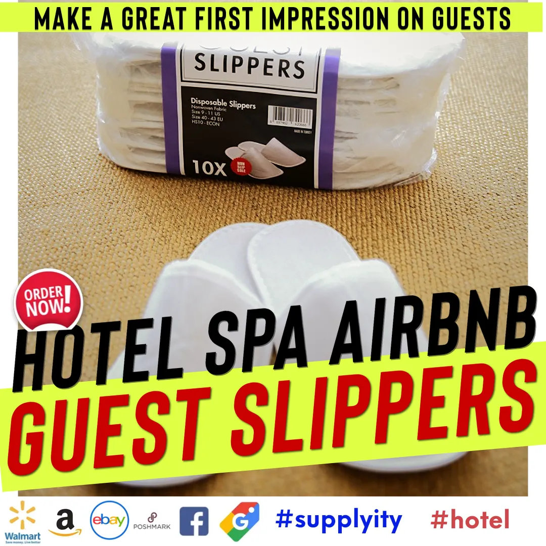 Chochili 420 Pairs Fabric Packed Non-Woven Disposable Hotel Slippers for Airbnb Spa Wedding Guests Adult Men Women Size 10-11, White