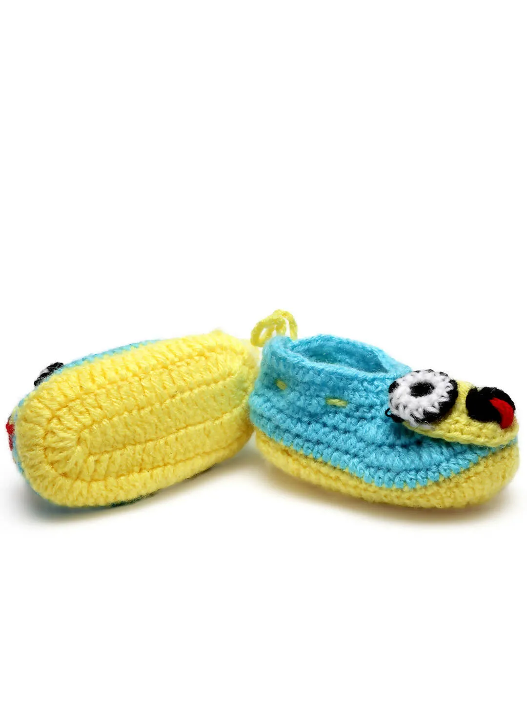 Chutput Kids Woollen Hand Knitted Smile Face Booties - Blue