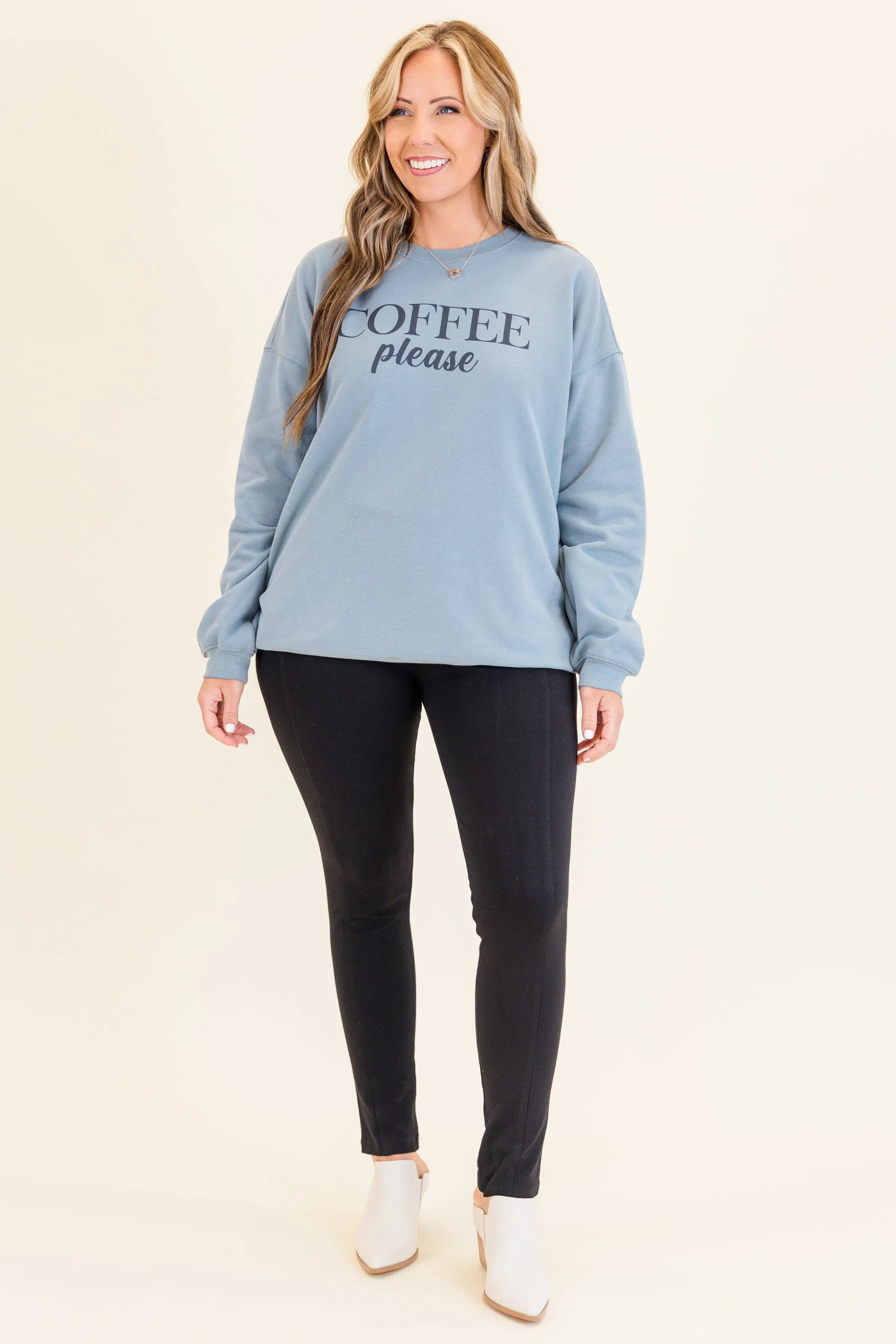 Coffee Please Pullover, Denim
