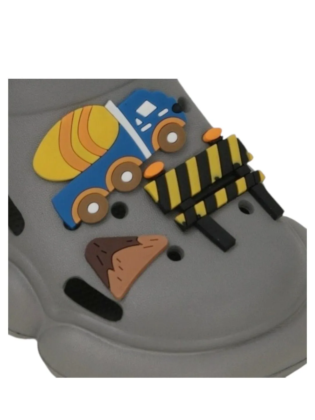 Construction Motif Grey Clogs for Boys