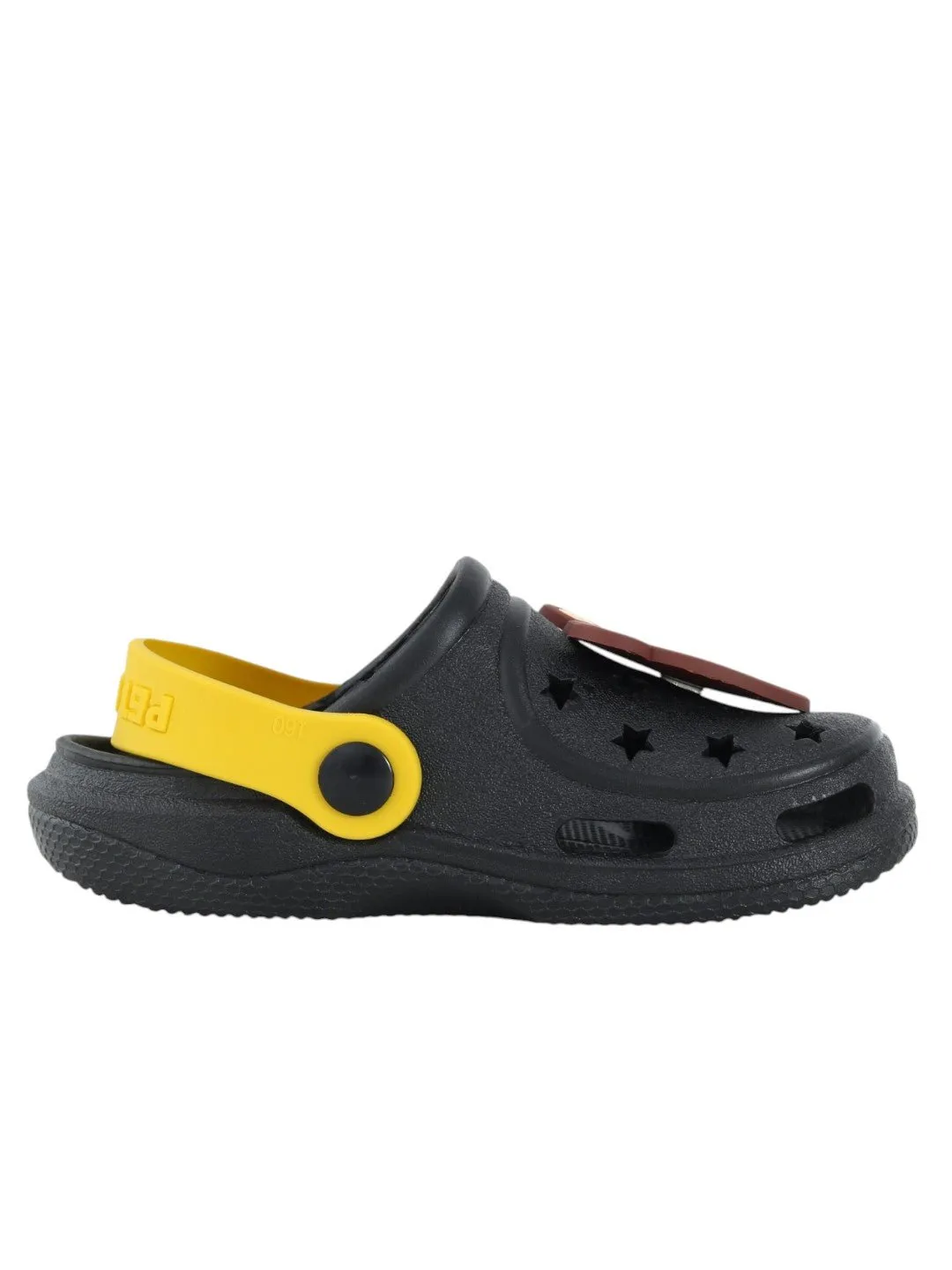Cozy Cub Black & Yellow Bear Motif Clogs for Toddlers - Adventure Awaits!