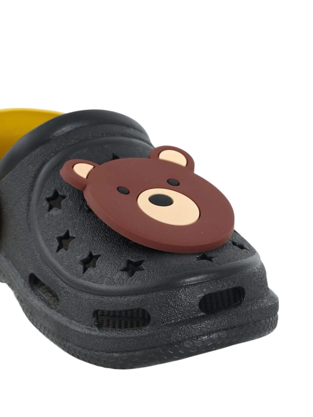Cozy Cub Black & Yellow Bear Motif Clogs for Toddlers - Adventure Awaits!