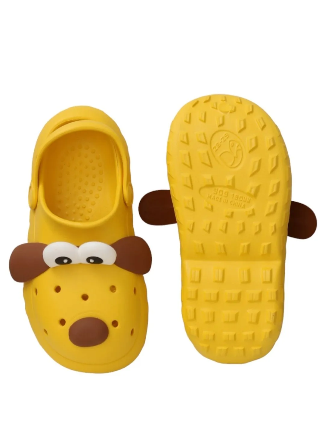 Delightful Puppy Design Clogs for Boys- Yellow