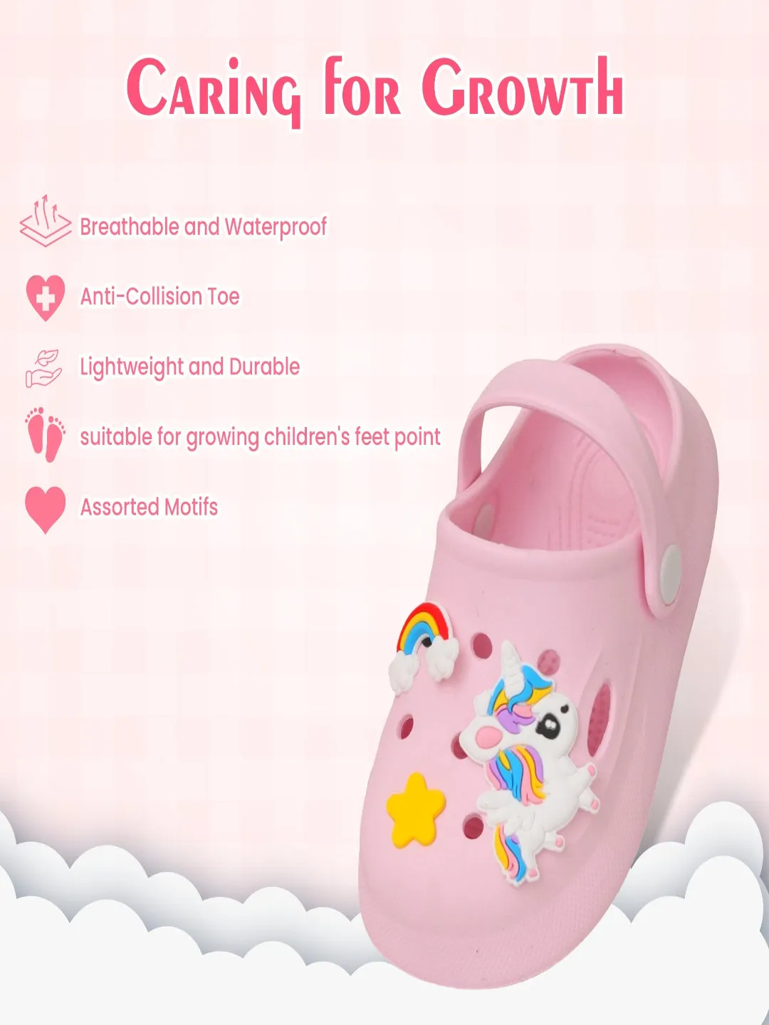 Enchanted Unicorn and Rainbow Pink Clogs for Girls