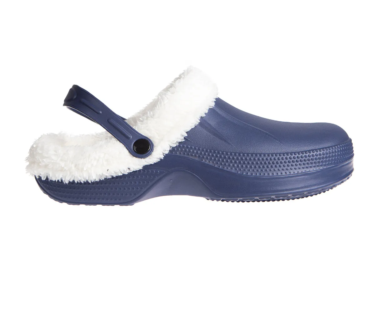 FOAMWALK Men's Comfy, Soft and Furry Solid Clogs with Sherpa Lining - Warm Light Fluffy Clogs for Men