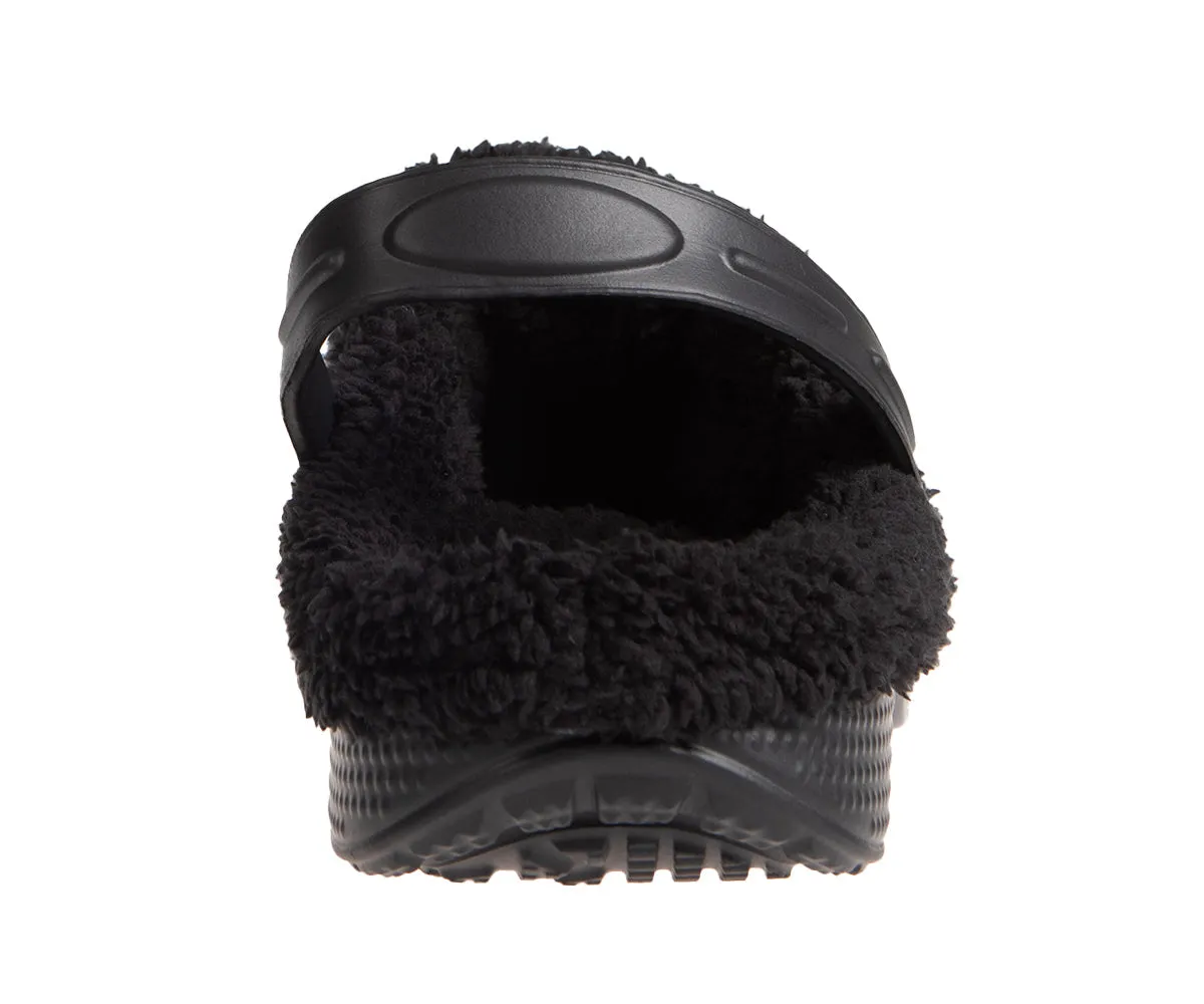 FOAMWALK Men's Comfy, Soft and Furry Solid Clogs with Sherpa Lining - Warm Light Fluffy Clogs for Men