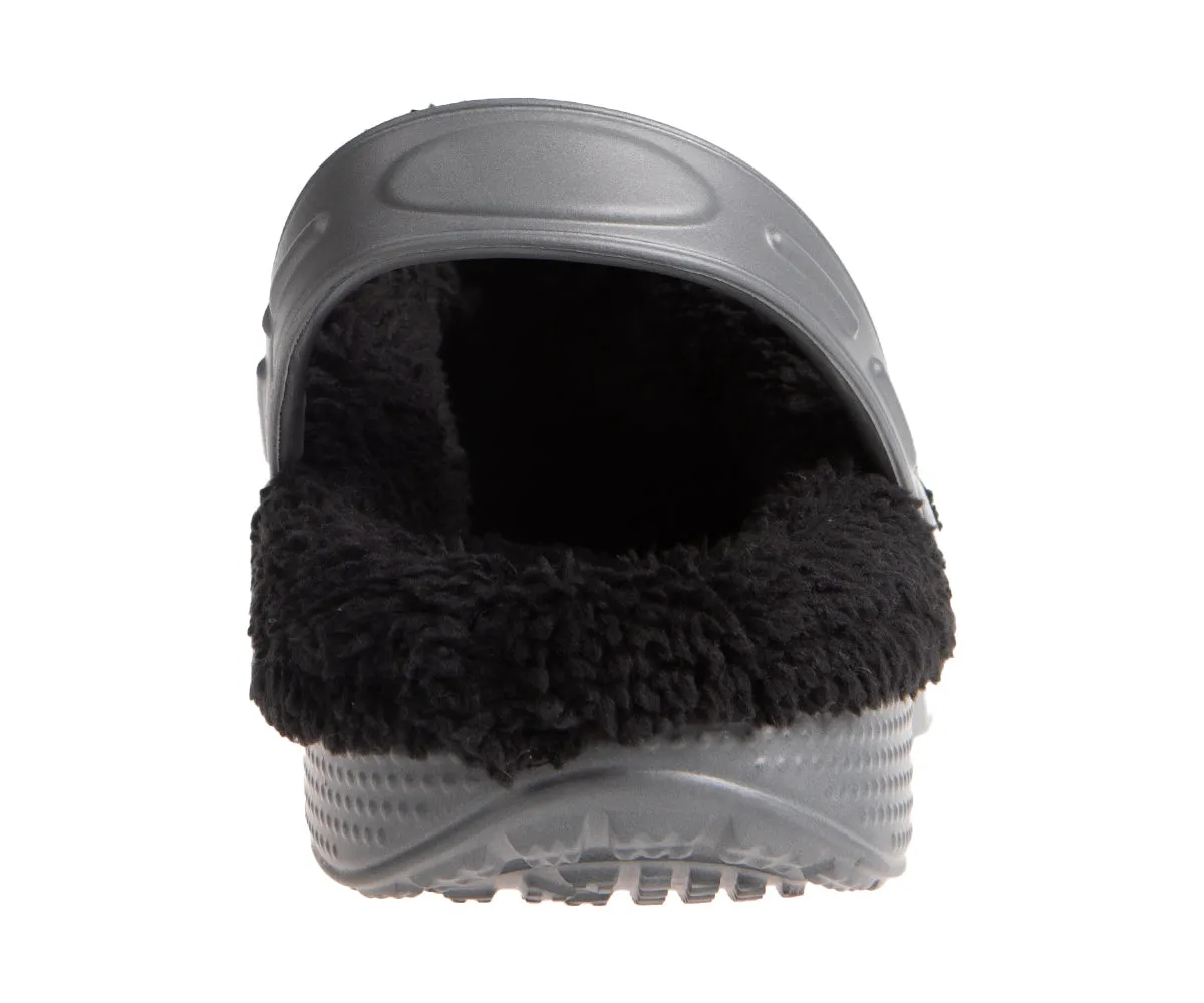 FOAMWALK Men's Comfy, Soft and Furry Solid Clogs with Sherpa Lining - Warm Light Fluffy Clogs for Men