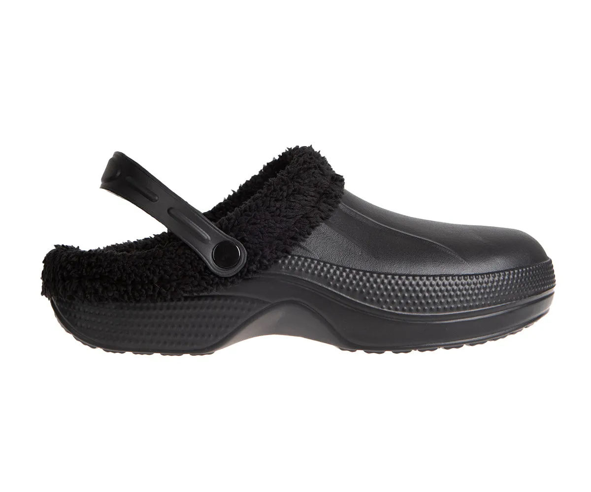 FOAMWALK Men's Comfy, Soft and Furry Solid Clogs with Sherpa Lining - Warm Light Fluffy Clogs for Men