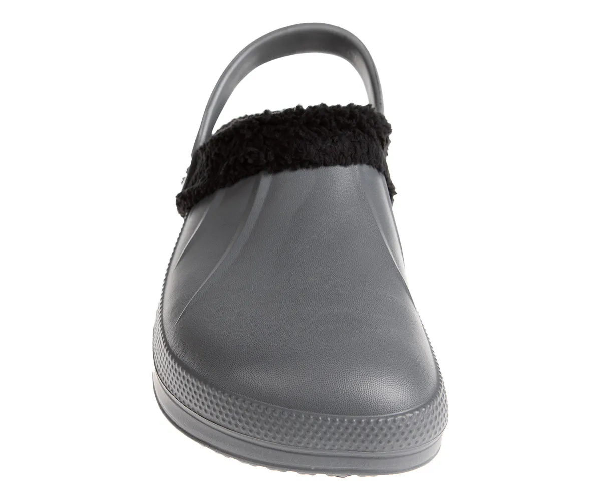 FOAMWALK Men's Comfy, Soft and Furry Solid Clogs with Sherpa Lining - Warm Light Fluffy Clogs for Men