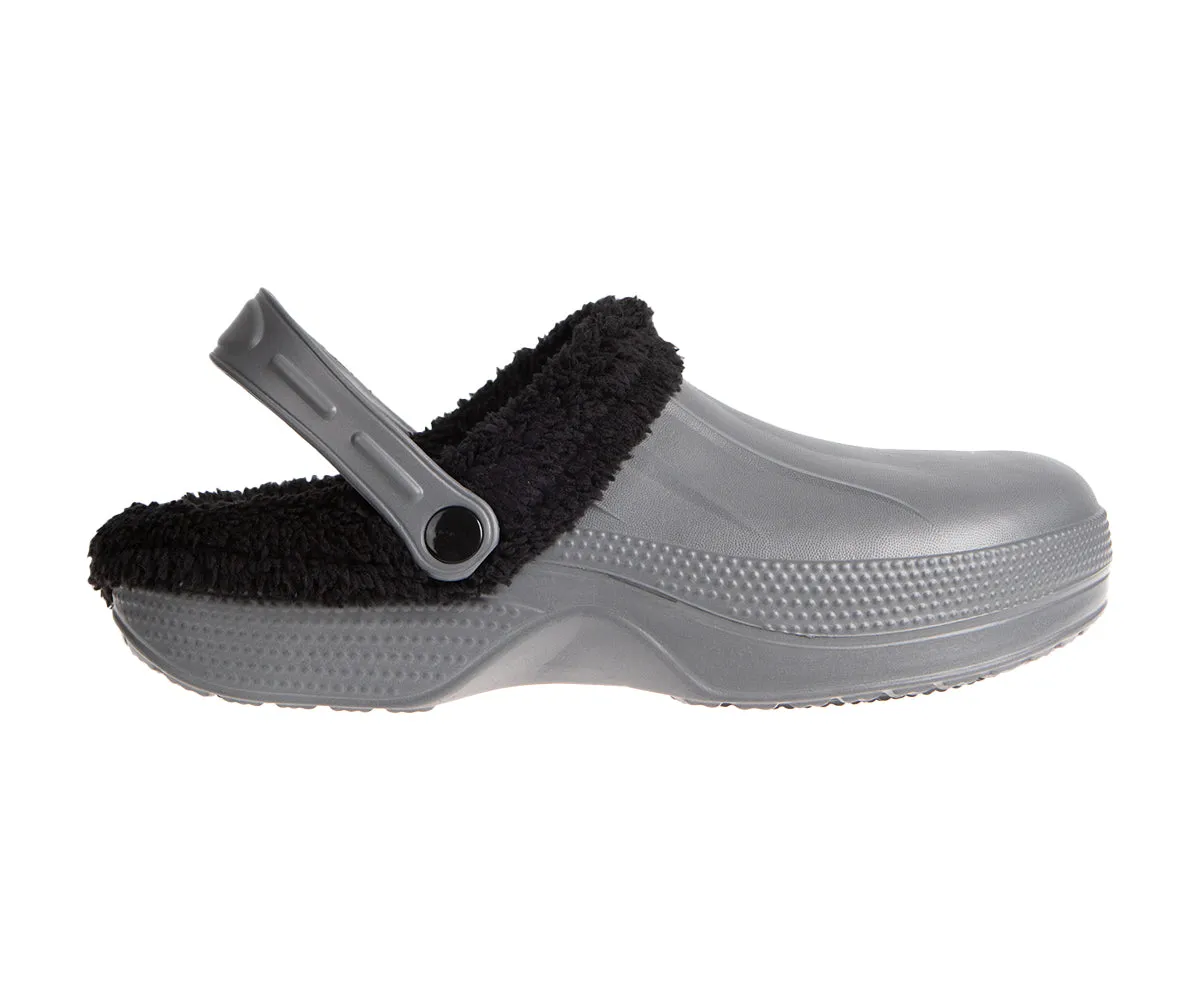 FOAMWALK Men's Comfy, Soft and Furry Solid Clogs with Sherpa Lining - Warm Light Fluffy Clogs for Men