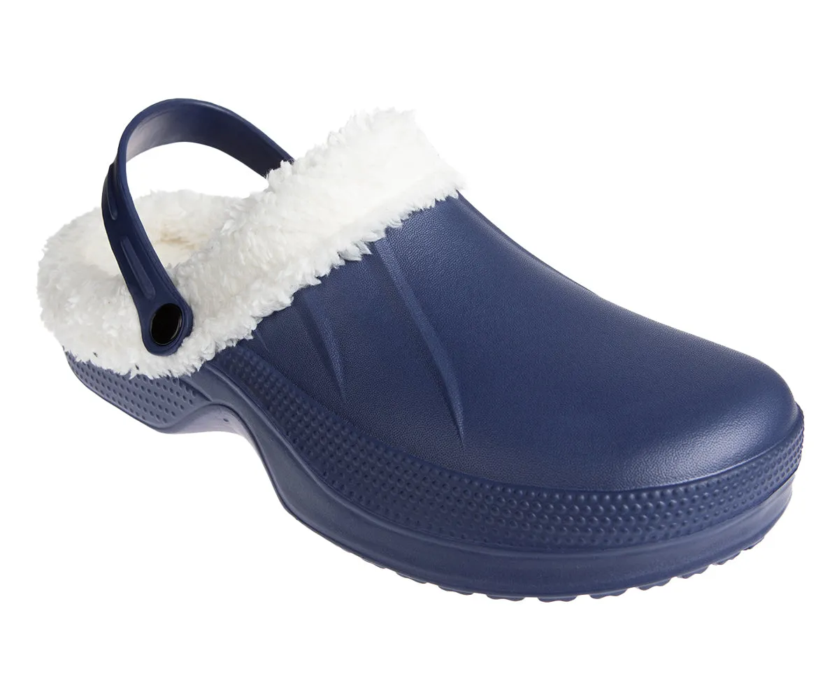 FOAMWALK Men's Comfy, Soft and Furry Solid Clogs with Sherpa Lining - Warm Light Fluffy Clogs for Men