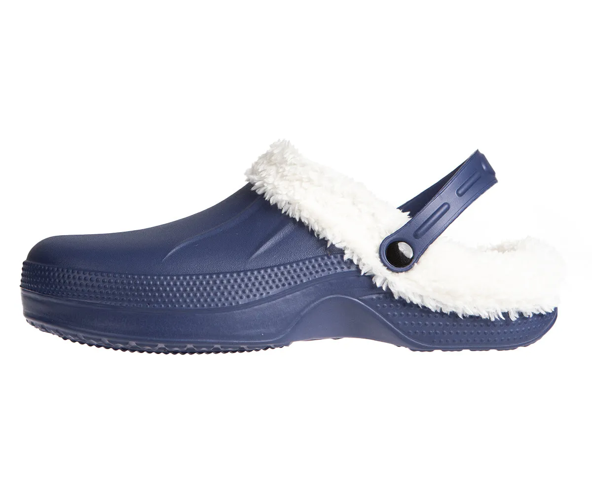 FOAMWALK Men's Comfy, Soft and Furry Solid Clogs with Sherpa Lining - Warm Light Fluffy Clogs for Men