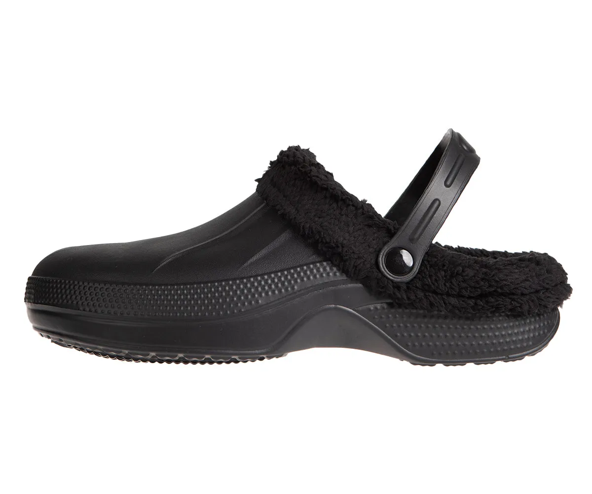 FOAMWALK Men's Comfy, Soft and Furry Solid Clogs with Sherpa Lining - Warm Light Fluffy Clogs for Men