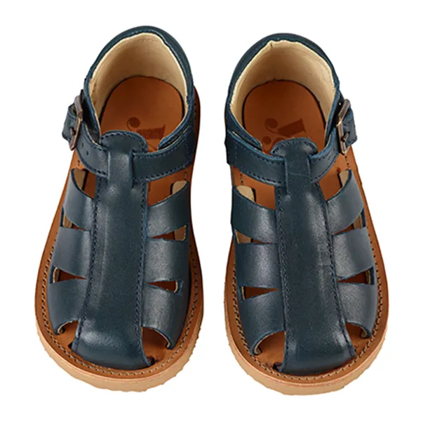 Frankie Fisherman Navy Child Leather Shoes