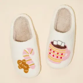 Gingerbread Cocoa Fuzzy Slippers